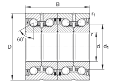 推力角接觸球軸承 ZKLN4075-2RS-2AP, 配對(duì)，雙向，兩側(cè)唇密封