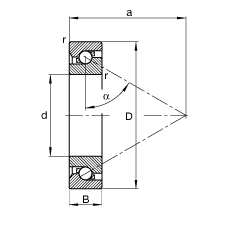 推力角接觸球軸承 BSB020047-T, 單向，接觸角 α = 60°，限制公差