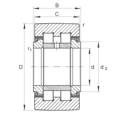 支撐型滾輪 PWTR50110-2RS, 滿裝滾子，軸向引導(dǎo)，兩側(cè)唇密封