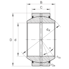 關節軸承 GE30-FO-2RS, 根據 DIN ISO 12 240-1 標準, 需維護，兩側唇密封