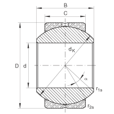 關(guān)節(jié)軸承 GE18-PB, 根據(jù) DIN ISO 12 240-1 標(biāo)準(zhǔn)，尺寸系列 K，需維護(hù)