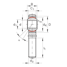 桿端軸承 GAKL5-PW, 根據(jù) DIN ISO 12 240-4 標準，帶左旋外螺紋，需維護