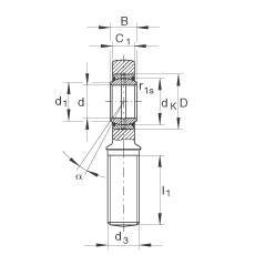 桿端軸承 GAR15-DO, 根據 DIN ISO 12 240-4 標準，帶右旋外螺紋，需維護