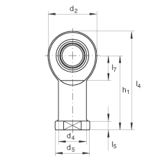 桿端軸承 GIR50-UK-2RS, 根據(jù) DIN ISO 12 240-4 標準，帶右旋內螺紋，免維護，兩側唇密封