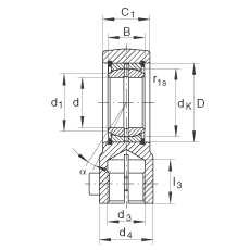 液壓桿端軸承 GIHRK20-DO, 根據(jù) DIN ISO 12 240-4 標(biāo)準(zhǔn)，帶右旋螺紋夾緊裝置，需維護(hù)