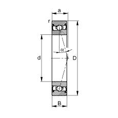 主軸軸承 HSS7010-C-T-P4S, 調節，成對安裝，接觸角 α = 15°，兩側唇密封，非接觸，加嚴公差