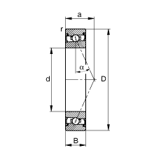 主軸軸承 HSS7005-E-T-P4S, 調(diào)節(jié)，成對安裝，接觸角 α = 25°，兩側(cè)唇密封，非接觸，限制公差