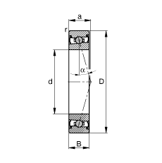 主軸軸承 HCS71910-C-T-P4S, 調(diào)節(jié)，成對(duì)安裝，接觸角 α = 15°，兩側(cè)唇密封，非接觸，限制公差