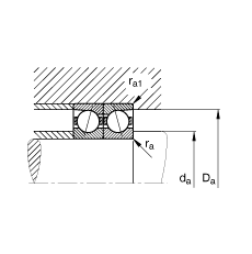 主軸軸承 B7244-E-T-P4S, 調(diào)節(jié)，成對或單元安裝，接觸角 α = 25°，限制公差