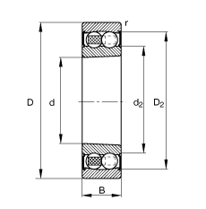 自調(diào)心球軸承 2209-K-2RS-TVH-C3, 根據(jù) DIN 630 標準的主要尺寸, 錐孔，錐度 1:12，兩側(cè)唇密封