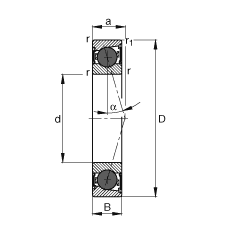 主軸軸承 HCB7200-C-2RSD-T-P4S, 調節，成對或單元安裝，接觸角 α = 15°，陶瓷球，兩側唇密封，非接觸，限制公差