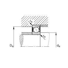 主軸軸承 B7015-C-2RSD-T-P4S, 調節，成對安裝，接觸角 α = 15°，兩側唇密封，非接觸，加嚴公差