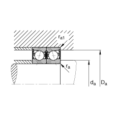 主軸軸承 B7015-C-2RSD-T-P4S, 調節，成對安裝，接觸角 α = 15°，兩側唇密封，非接觸，加嚴公差