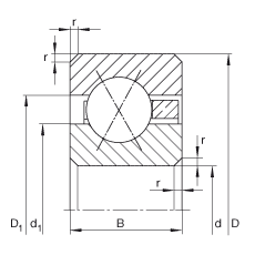 薄截面軸承 CSXD070, 四點接觸球軸承，類型X，運行溫度 -54°C 到 +120°C