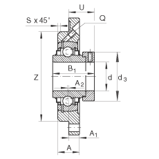 軸承座單元 RME50-N, 帶四個(gè)螺栓孔的法蘭的軸承座單元，定心凸出物，鑄鐵，偏心鎖圈，R 型密封