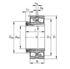 調(diào)心滾子軸承 23044-K-MB + H3044X, 根據(jù) DIN 635-2 標(biāo)準(zhǔn)的主要尺寸, 帶錐孔和緊定套